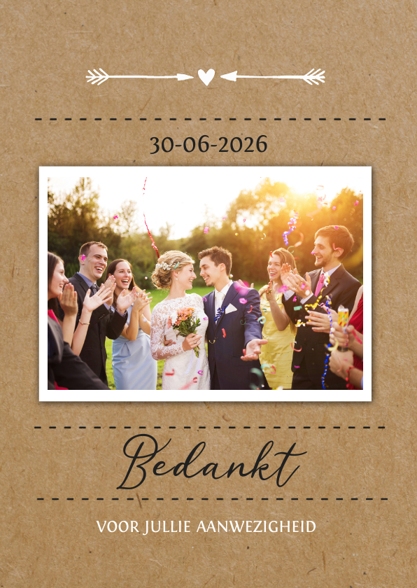 Bedankkaart kraftlook - Trouwkaarten Trouwkaarten - Bedankkaart kraftlook