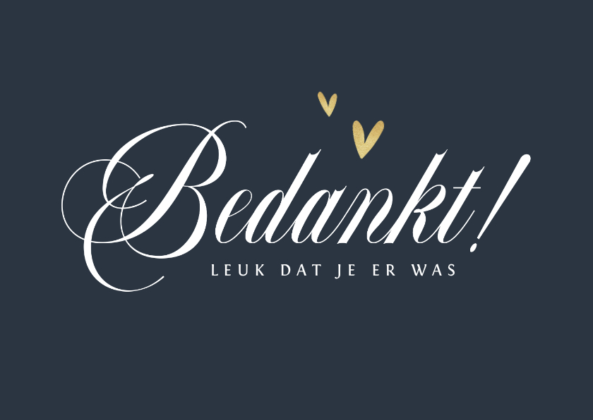 Bedankkaart trouwen bruiloft stijlvol chique goud hartjes - Trouwkaarten Trouwkaarten - Bedankkaart trouwen bruiloft stijlvol chique goud hartjes