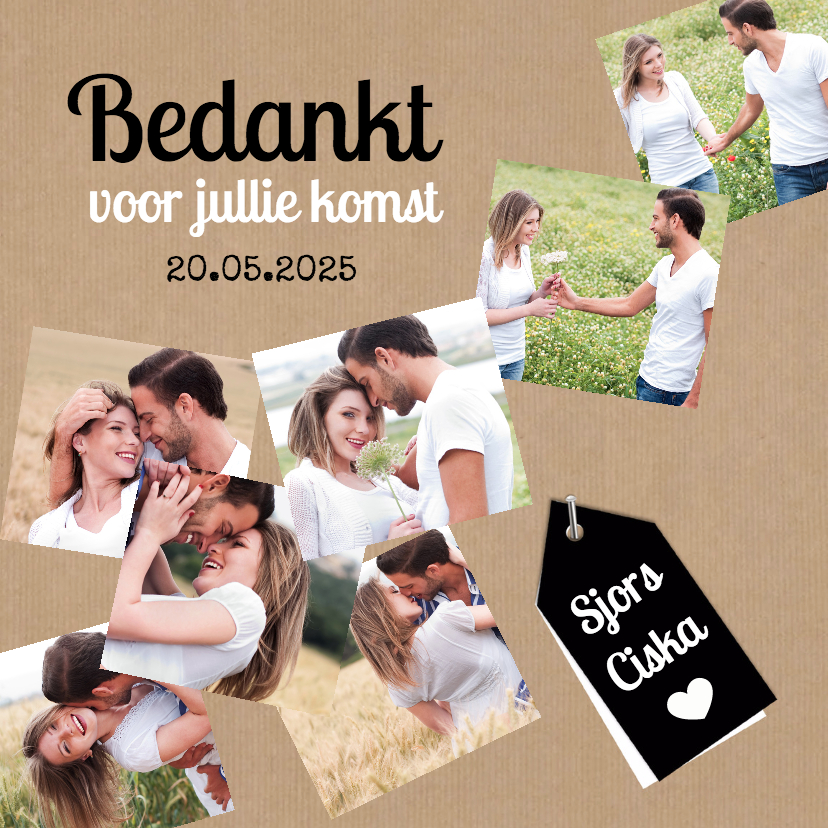 Bedankt collage kraft-isf - Trouwkaarten Trouwkaarten - Bedankt collage kraft-isf