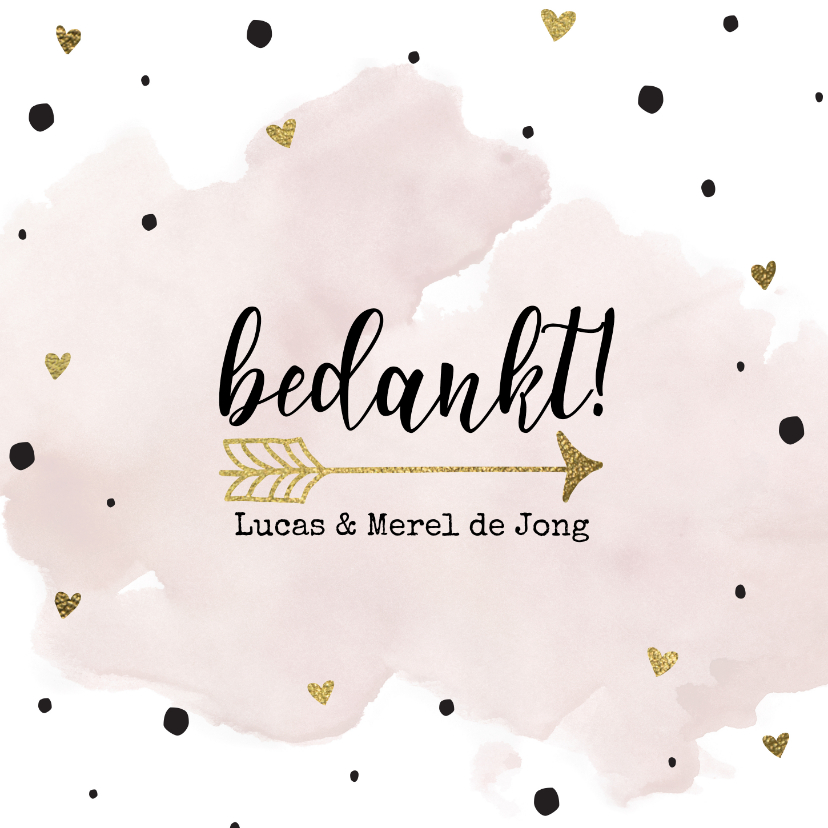 Bedankt huwelijk aquarel goud - Trouwkaarten Trouwkaarten - Bedankt huwelijk aquarel goud
