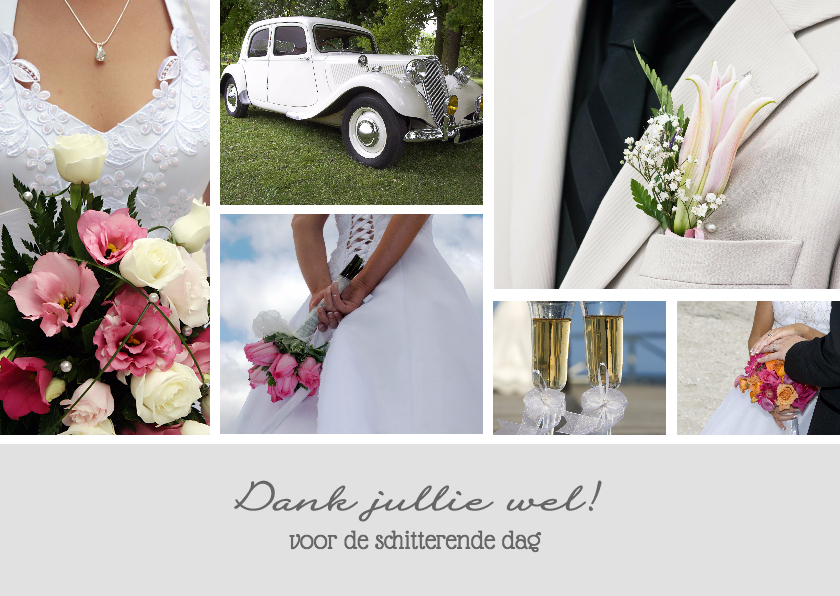 Bedankt trouwdag collage - DH - Trouwkaarten Trouwkaarten - Bedankt trouwdag collage - DH