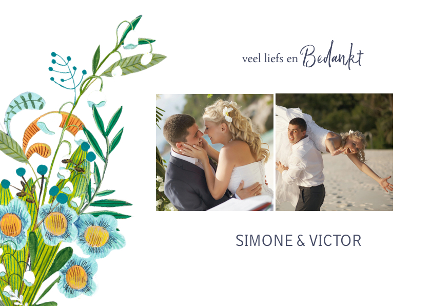 Bedanktkaartje botanisch bloemen en fotos Bedanktkaartje botanisch bloemen en fotos