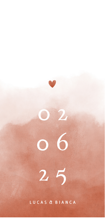 Boogvorm trouwkaart waterverf terra roze stijlvol - Trouwkaarten Trouwkaarten - Boogvorm trouwkaart waterverf terra roze stijlvol