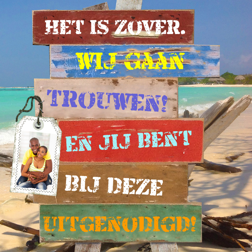 Trouwkaarten - Bord trouwen zelf aanpassen