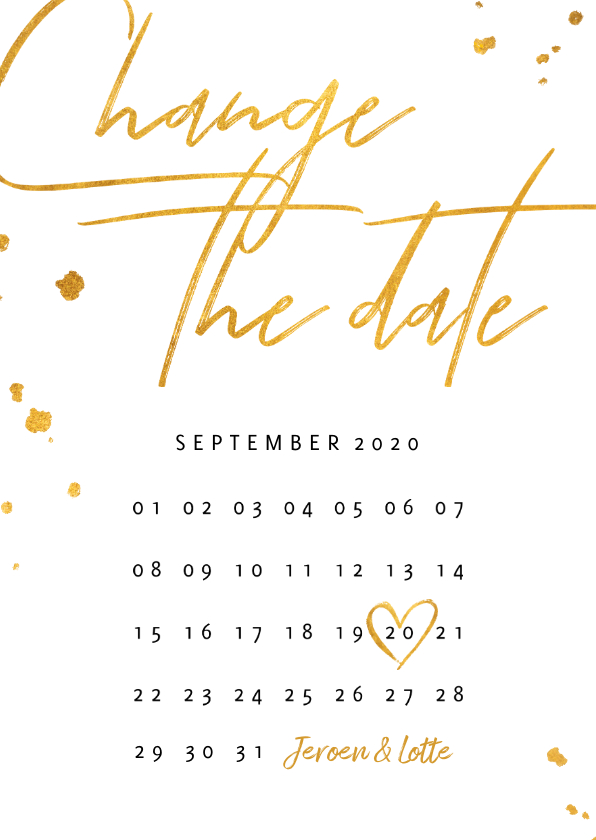 Change the date kalender goud stijlvol - Trouwkaarten Trouwkaarten - Change the date kalender goud stijlvol