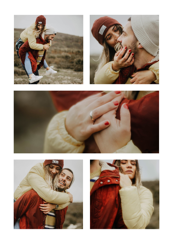Collage Save the Date met 5 foto's - Trouwkaarten Trouwkaarten - Collage Save the Date met 5 foto's