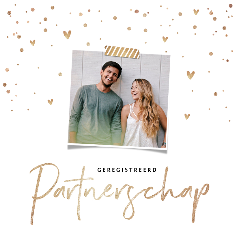 Geregistreerd partnerschap goud confetti uitnodiging - Trouwkaarten Trouwkaarten - Geregistreerd partnerschap goud confetti uitnodiging