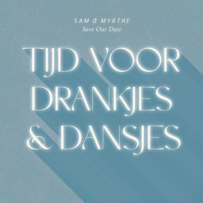 Grappige trouwkaart met diepte effect drankjes & dansjes - Trouwkaarten Trouwkaarten - Grappige trouwkaart met diepte effect drankjes & dansjes