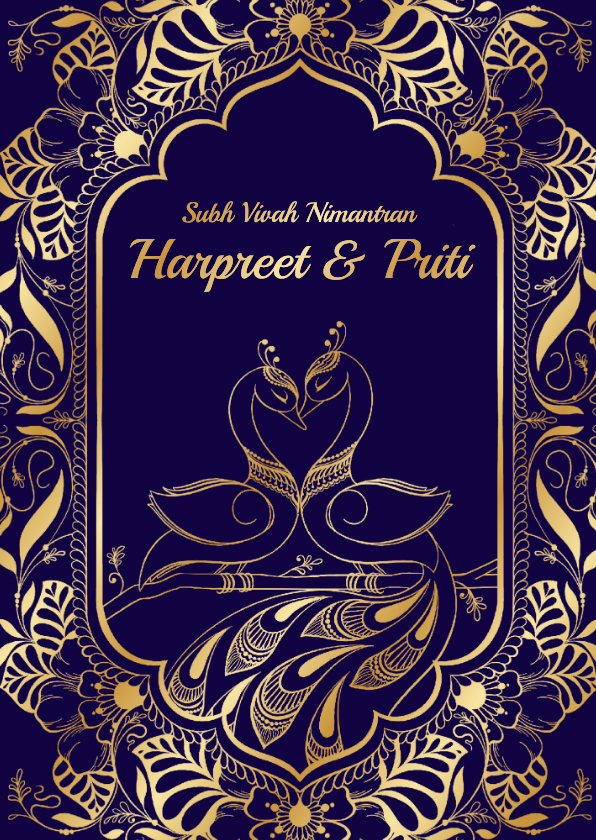 Henna trouwfeest uitnodiging met pauwen - Trouwkaarten Trouwkaarten - Henna trouwfeest uitnodiging met pauwen