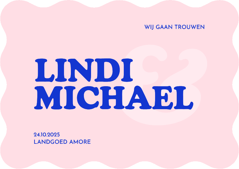 Trouwkaarten - Hippe golvende trouwkaart minimalistisch