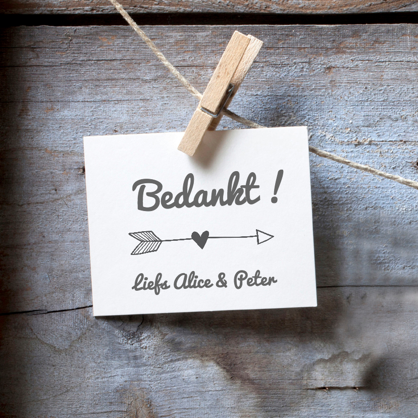 houten bedankkaart - Trouwkaarten Trouwkaarten - houten bedankkaart