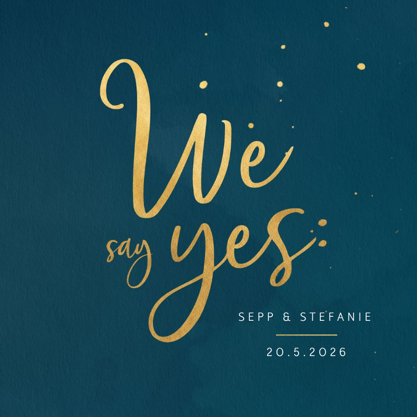 Trouwkaarten - Huwelijkskaart met waterverf en spatten