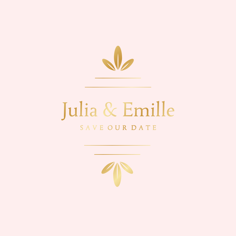 Trouwkaarten - Klassieke save the date kaart met gouden ornament