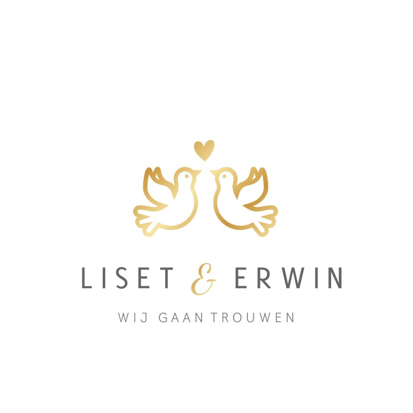 Klassieke witte trouwkaart met gouden duifjes en eigen namen - Trouwkaarten Trouwkaarten - Klassieke witte trouwkaart met gouden duifjes en eigen namen