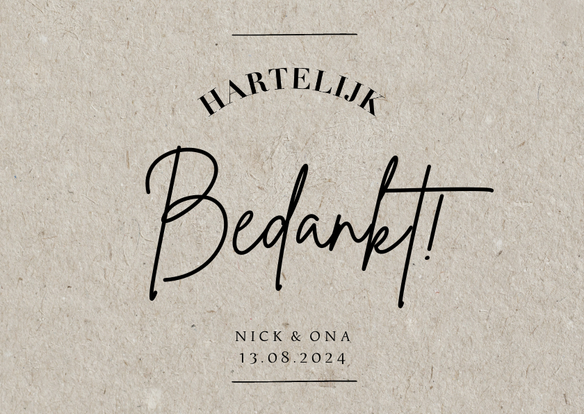 Less is more bedanktkaart trouwen moderen typografie Less is more bedanktkaart trouwen moderen typografie