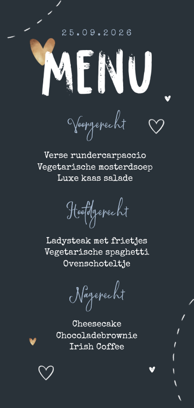 Menukaart bruiloft kurk hartjes foto's punaise - Trouwkaarten Trouwkaarten - Menukaart bruiloft kurk hartjes foto's punaise