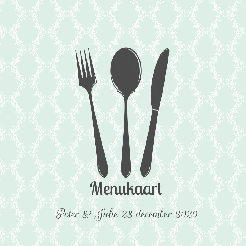 Menukaart Klassiek Mint - Trouwkaarten Trouwkaarten - Menukaart Klassiek Mint