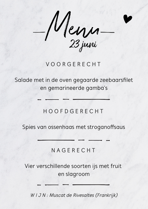 Menukaart - marmerlook - Trouwkaarten Trouwkaarten - Menukaart - marmerlook