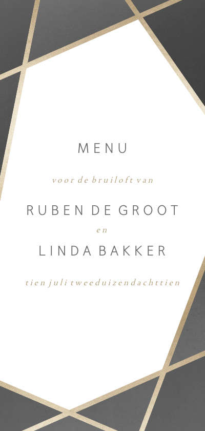 Menukaart met geometrisch patroon grijs - Trouwkaarten Trouwkaarten - Menukaart met geometrisch patroon grijs