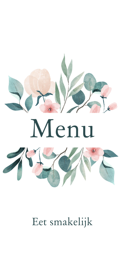 Menukaart met pastel bloemen Menukaart met pastel bloemen