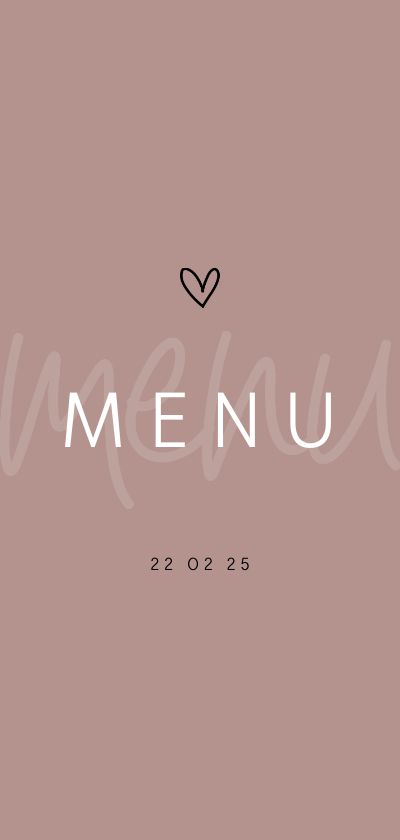 Menukaart minimalistisch met hartje kalender - Trouwkaarten Trouwkaarten - Menukaart minimalistisch met hartje kalender