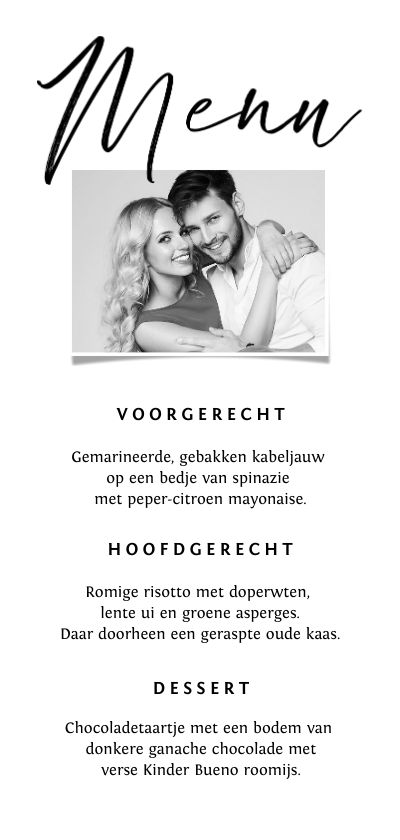 Menukaart trouwen onderwater art zwart wit stijlvol foto - Trouwkaarten Trouwkaarten - Menukaart trouwen onderwater art zwart wit stijlvol foto