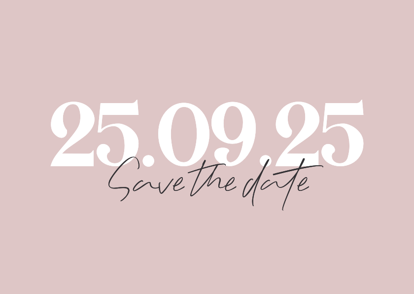 Trouwkaarten - Minimalistische save the date kaart met grote datum 