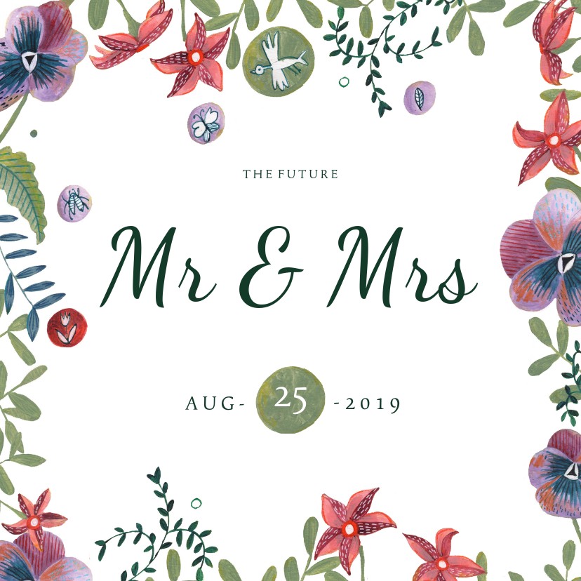 Mr & Mrs trouwkaart Bohemian wedding - Trouwkaarten Trouwkaarten - Mr & Mrs trouwkaart Bohemian wedding