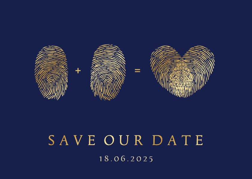 Trouwkaarten - Originele save the date kaart vingerafdrukken en hartje