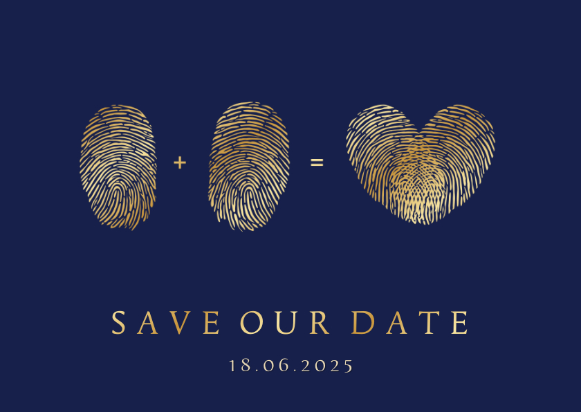 Originele save the date kaart vingerafdrukken en hartje - Trouwkaarten Trouwkaarten - Originele save the date kaart vingerafdrukken en hartje