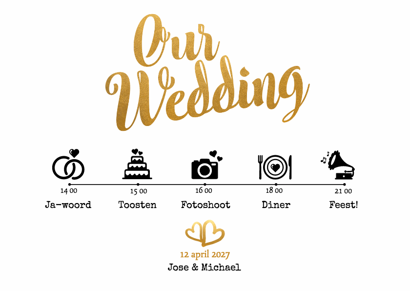 Our wedding goud - BK - Trouwkaarten Trouwkaarten - Our wedding goud - BK