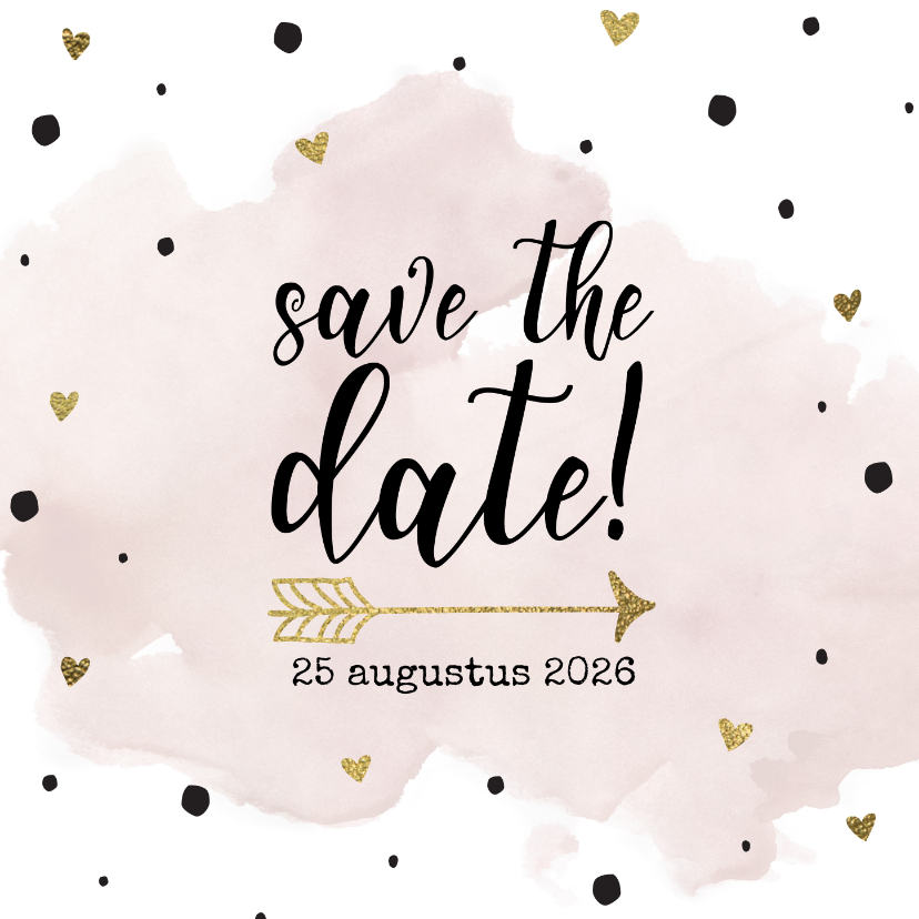 Trouwkaarten - Save the date aquarel goudfolie