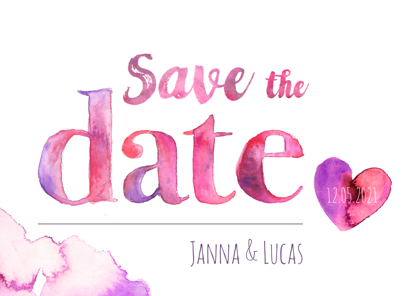Save the date aquarel letters - Trouwkaarten Trouwkaarten - Save the date aquarel letters