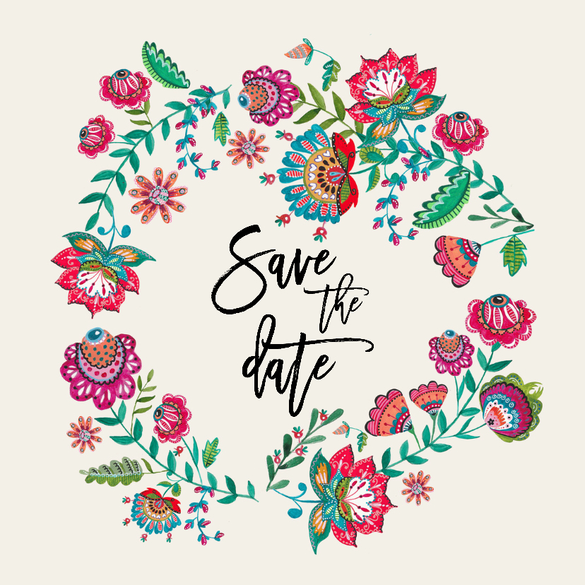Save the Date bloemen modern - Trouwkaarten Trouwkaarten - Save the Date bloemen modern