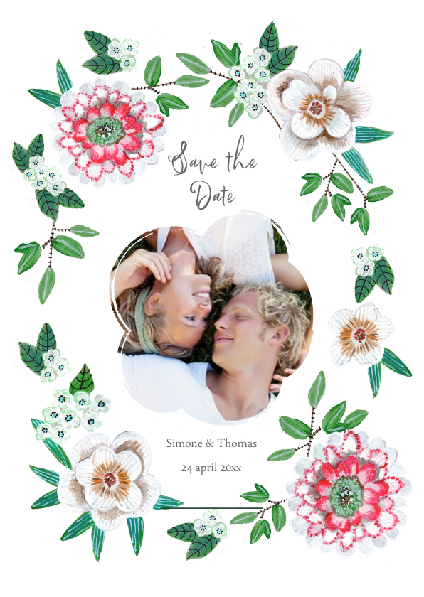 Save the Date bohemian botanisch bloemen - Trouwkaarten Trouwkaarten - Save the Date bohemian botanisch bloemen