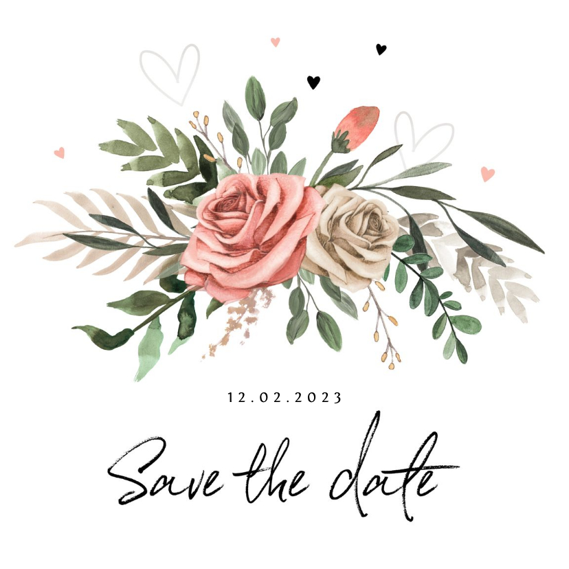 Save the Date Bohemian met bloemen - Trouwkaarten Trouwkaarten - Save the Date Bohemian met bloemen