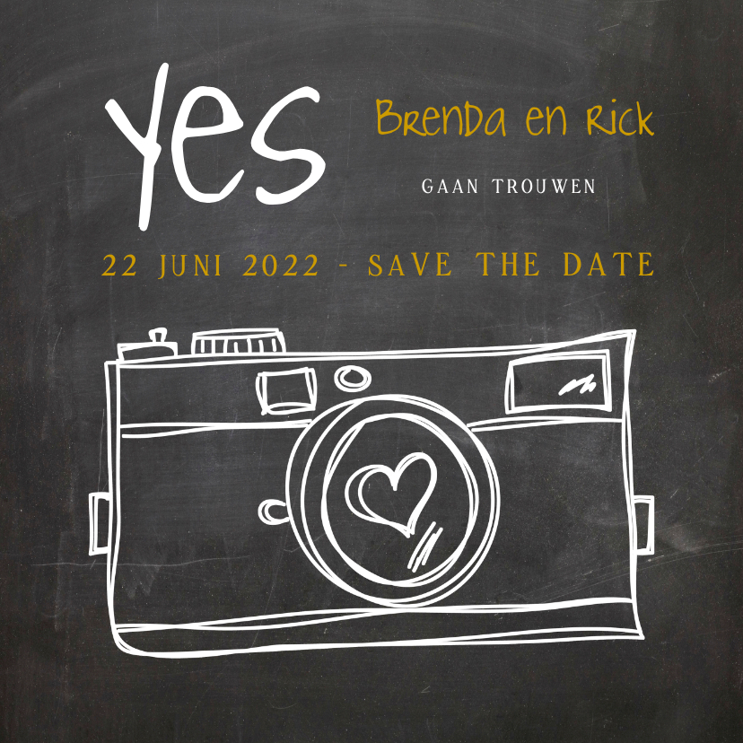 Save the Date Camera Hart - Trouwkaarten Trouwkaarten - Save the Date Camera Hart