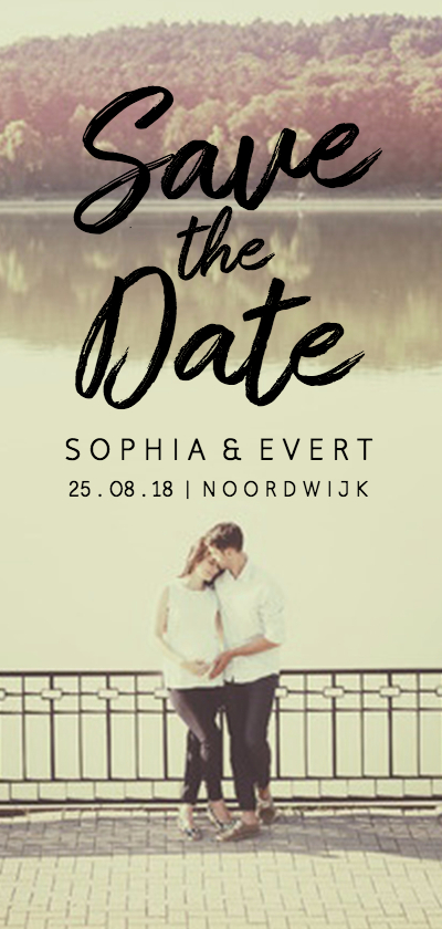 Save the Date fotokaart streep - Trouwkaarten Trouwkaarten - Save the Date fotokaart streep