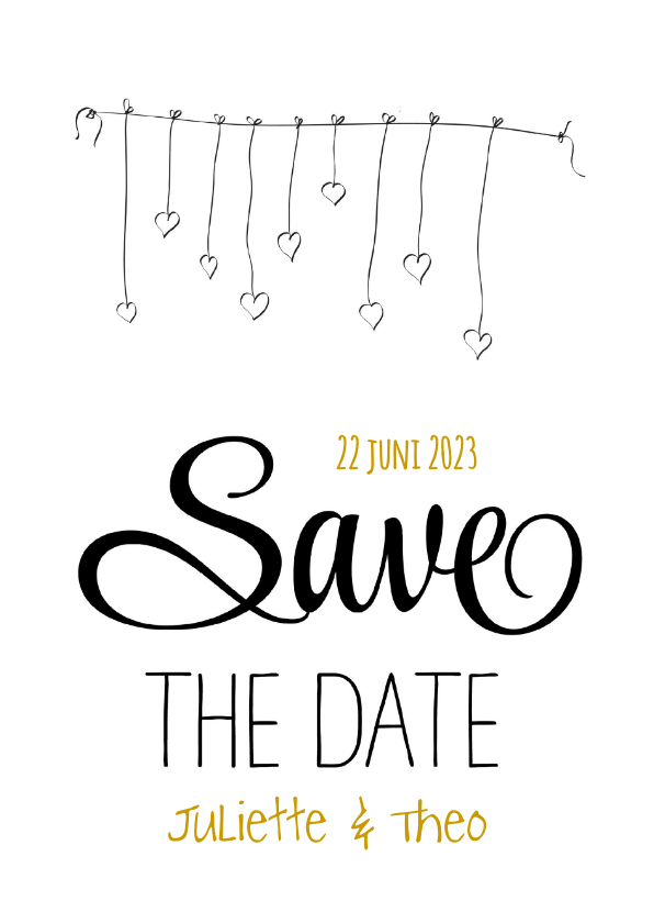 Save the Date Hartjes Slinger SG - Trouwkaarten Trouwkaarten - Save the Date Hartjes Slinger SG
