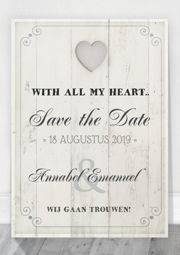 Save the Date Houten Tekstbord - Trouwkaarten Trouwkaarten - Save the Date Houten Tekstbord