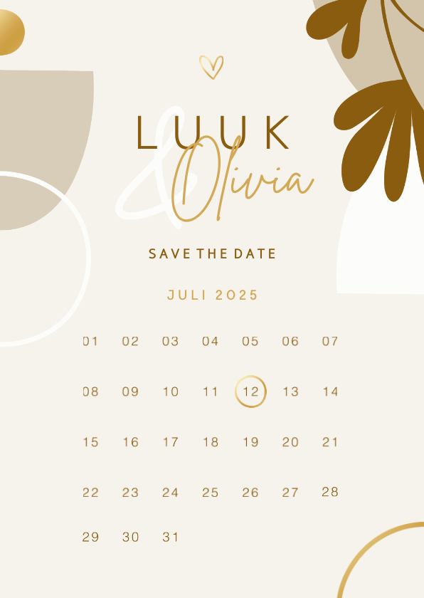 Save the date kaart abstracte vormen kalender