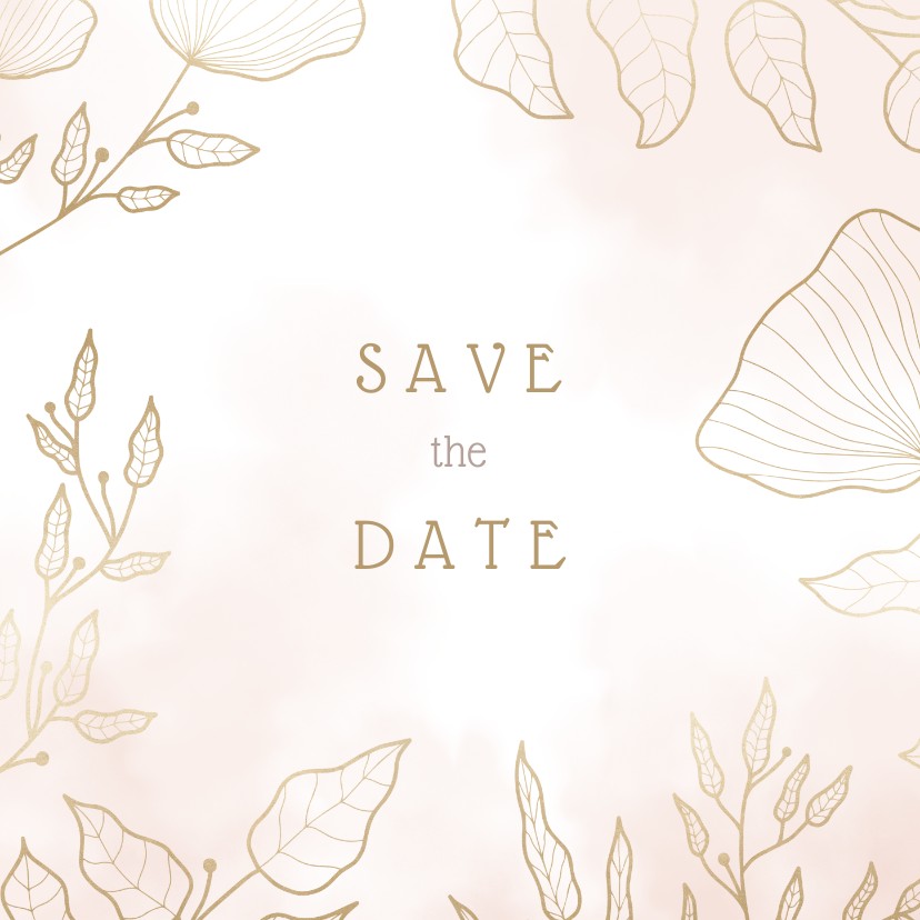 Save the date kaart met elegante bloemen en waterverf - Trouwkaarten Trouwkaarten - Save the date kaart met elegante bloemen en waterverf
