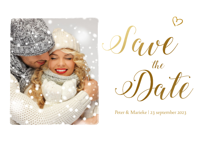 Save the date kaart met gouden letters - Trouwkaarten Trouwkaarten - Save the date kaart met gouden letters