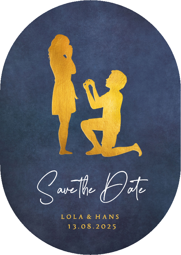 Save the Date kaart silhouet aanzoek trouwen in ovaal vorm - Trouwkaarten Trouwkaarten - Save the Date kaart silhouet aanzoek trouwen in ovaal vorm