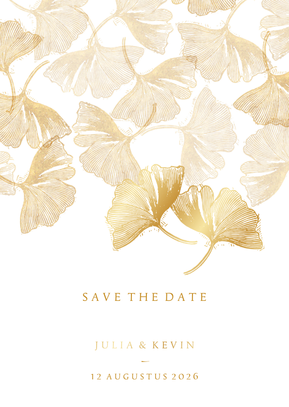 Save the date kaart voor de bruiloft ginkgobladeren stempel - Trouwkaarten Trouwkaarten - Save the date kaart voor de bruiloft ginkgobladeren stempel
