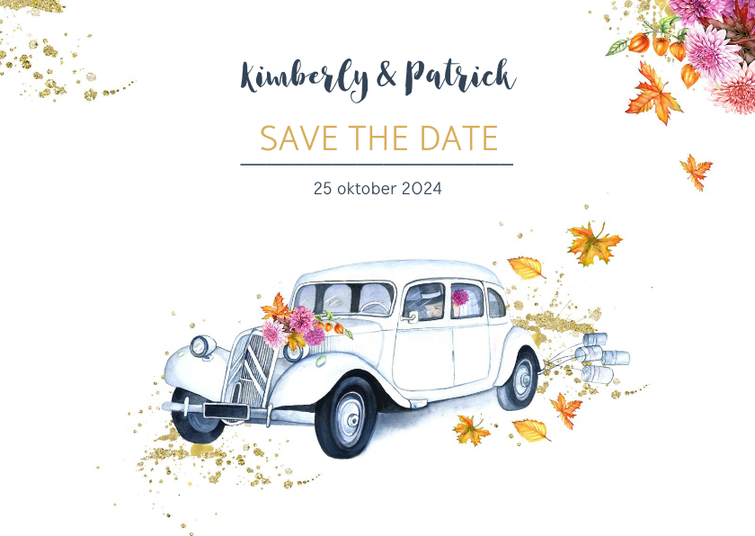 Save the date oldtimer herfst - Trouwkaarten Trouwkaarten - Save the date oldtimer herfst