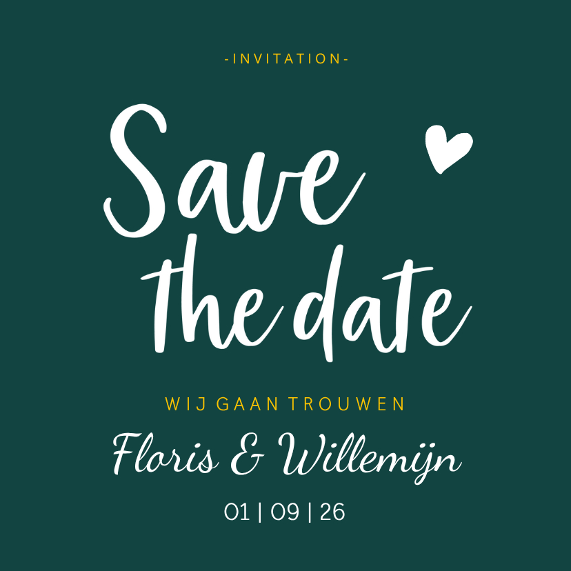 Trouwkaarten - Save the date - stijlvol met namen
