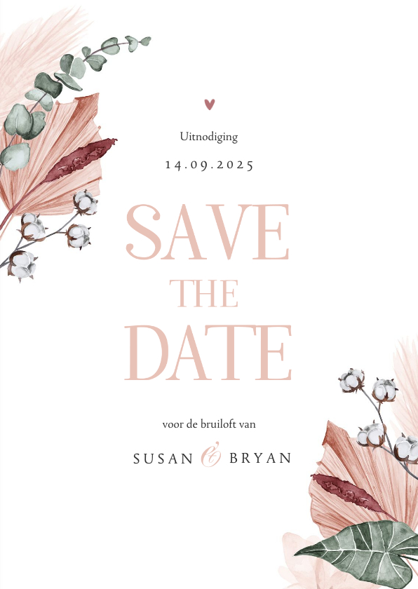 Save the date trouwkaart droogbloemen stijlvol klassiek foto - Trouwkaarten Trouwkaarten - Save the date trouwkaart droogbloemen stijlvol klassiek foto