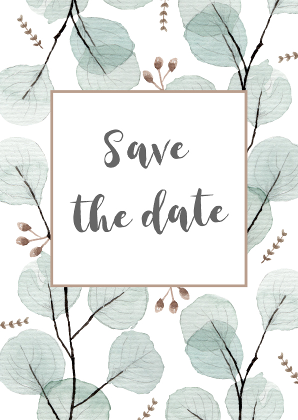 Save the date/trouwkaart eucalyptus - Trouwkaarten Trouwkaarten - Save the date/trouwkaart eucalyptus