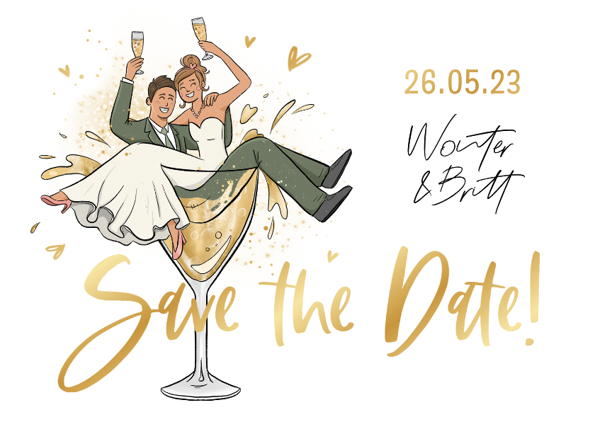 Save the date trouwkaart grappig bruidspaar cartoon - Trouwkaarten Trouwkaarten - Save the date trouwkaart grappig bruidspaar cartoon